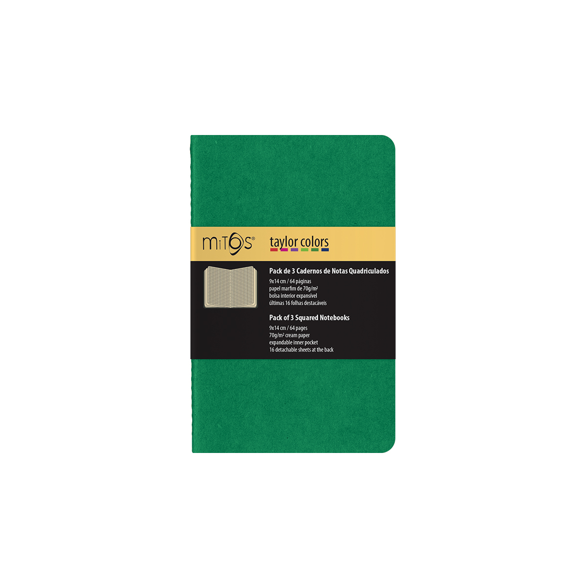 MITOS® TAYLOR-Pack3 Cadernos Notas Quadr.(9x14cm)64pag